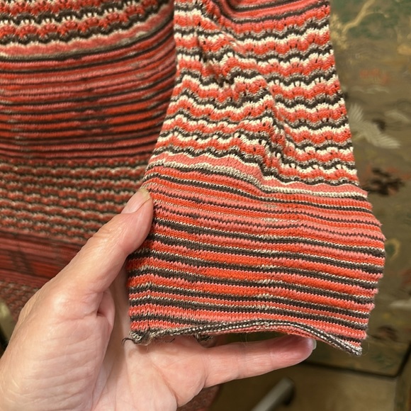 FREE PEOPLE RETRO LONG SLEEVED SIMI SHEER RED/BROWN STRIPPED SWEATER DRESS SZ M - Picture 8 of 16